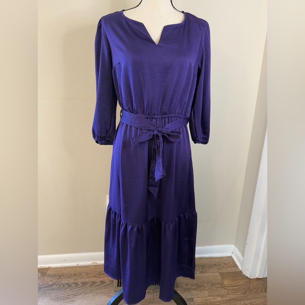 Lucky Brand Purple Maxi Dress with Waist Tie